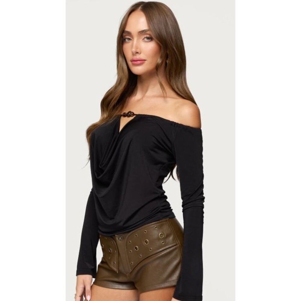 Edikted ezya Draped Off Shoulder Top black size large